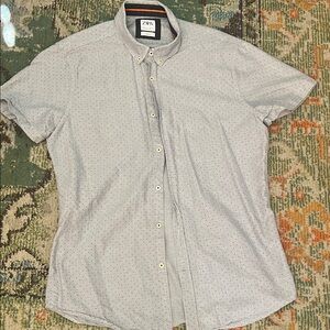 Zara Men's Light Gray Slim Fit Polka Dot Shirt